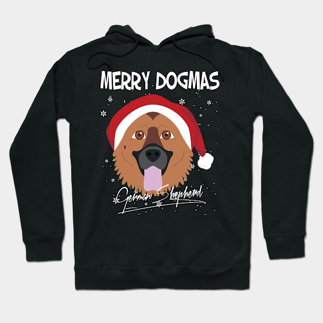 Merry Dogmas German Shepherd Dog With Red Santa's Hat Funny Xmas Gift Hoodie by salemstore